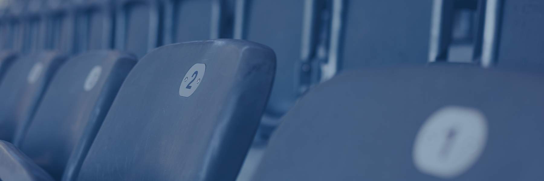Empty blue stadium bleachers