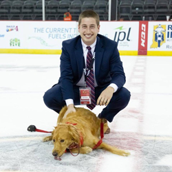Friedman with dog on ice